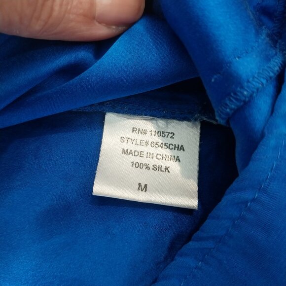 100% Silk Mini Slip Dress Blue Medium Strappy Twelfth Street by Cynthia Vincent. - Picture 9 of 9